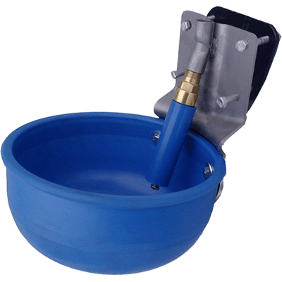 SMB Round Blue Poly Bowl w/304SS Bracket & Super Flow valve w/back plate